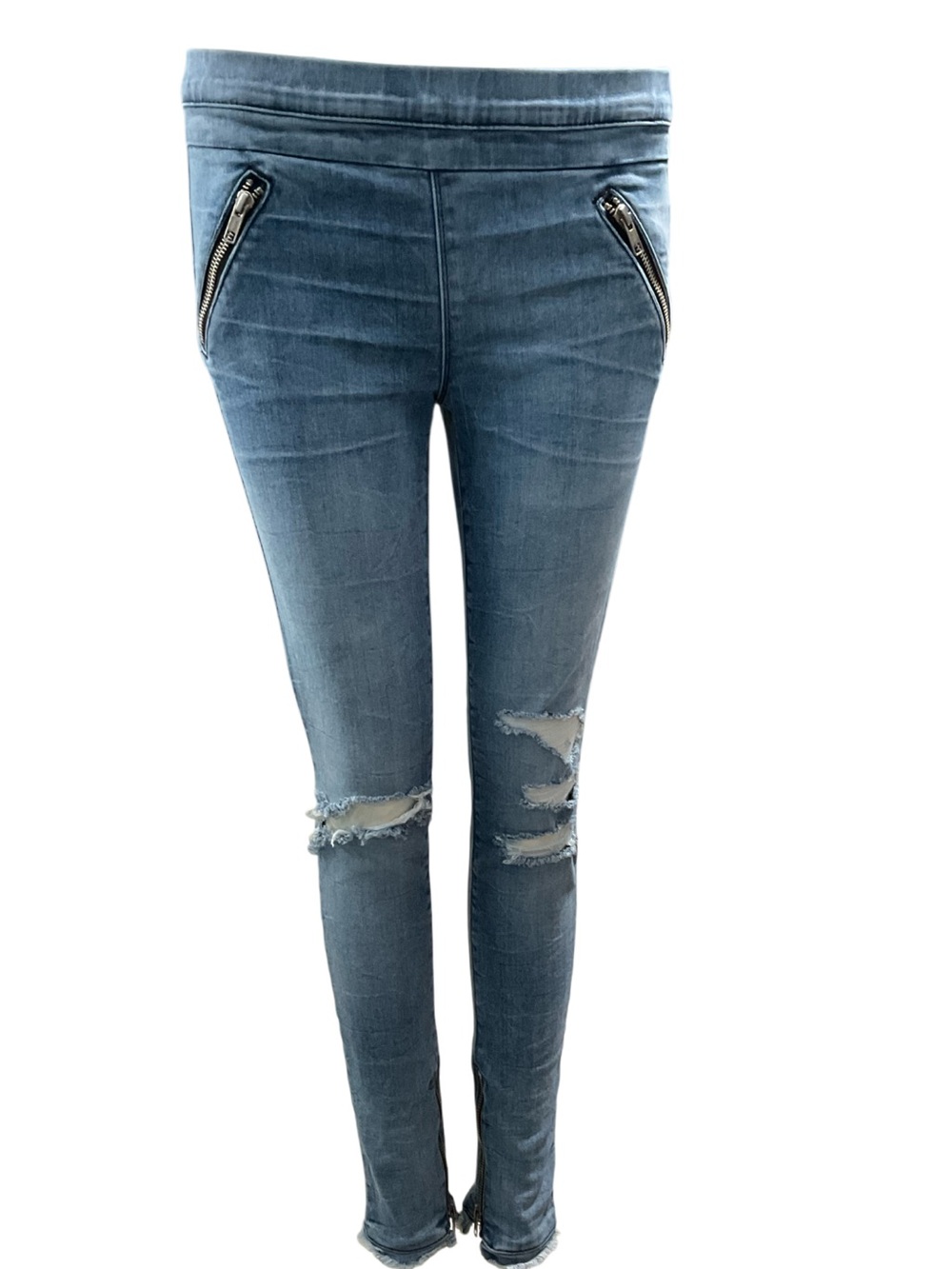 RtA Road to Awe | Mila Moto Pull On Jeans Fray Hem Inseam 29